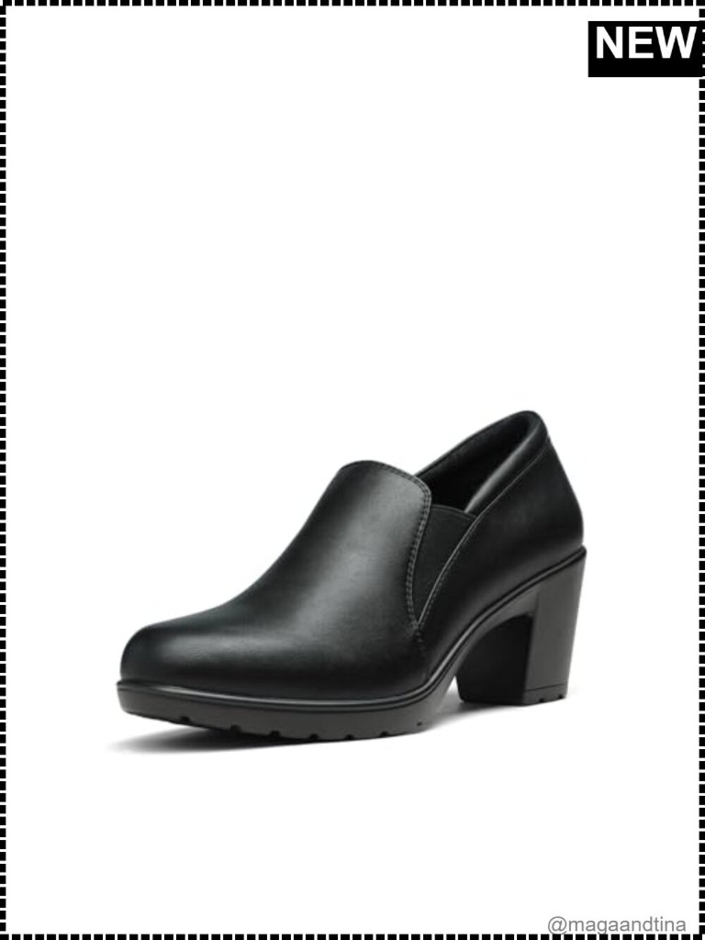 Faux Leather Block Heel Loafers with Latex Padded Insole